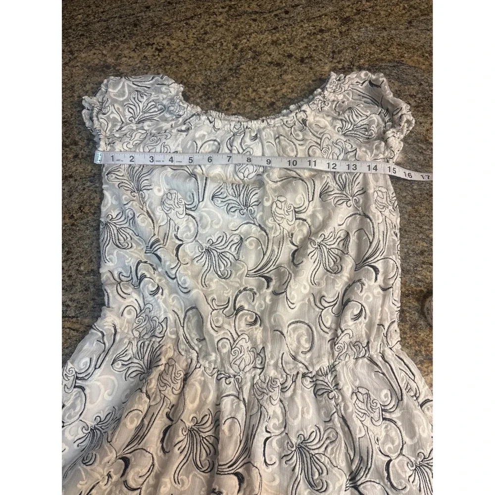 Alice +‎ Olivia JANELLE SILK Embroidered Off the Shoulder Dress 4 Cream Black